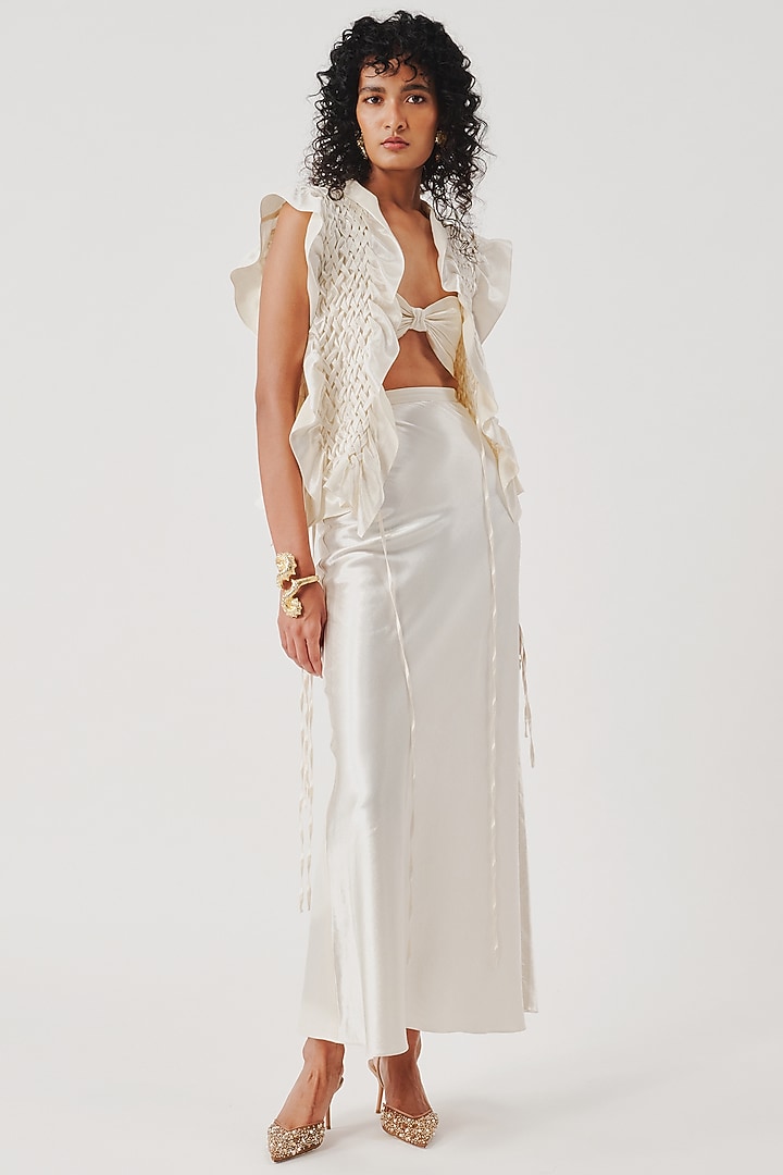 Ivory Vegan Mashru Bandeau Top by Aroka at Pernia's Pop Up Shop