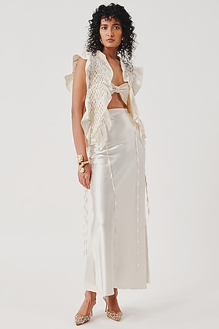 Ivory Vegan Mashru Bandeau Top by Aroka