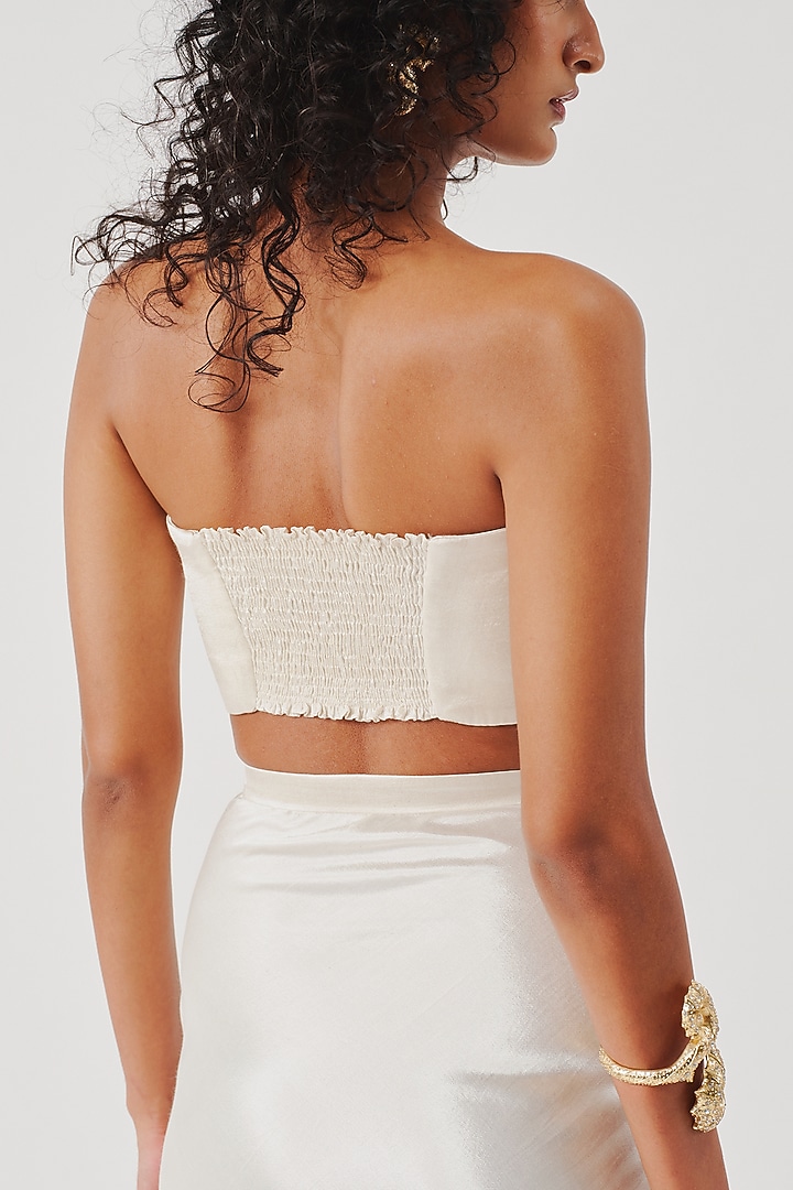 Ivory Vegan Mashru Bandeau Top by Aroka at Pernia's Pop Up Shop