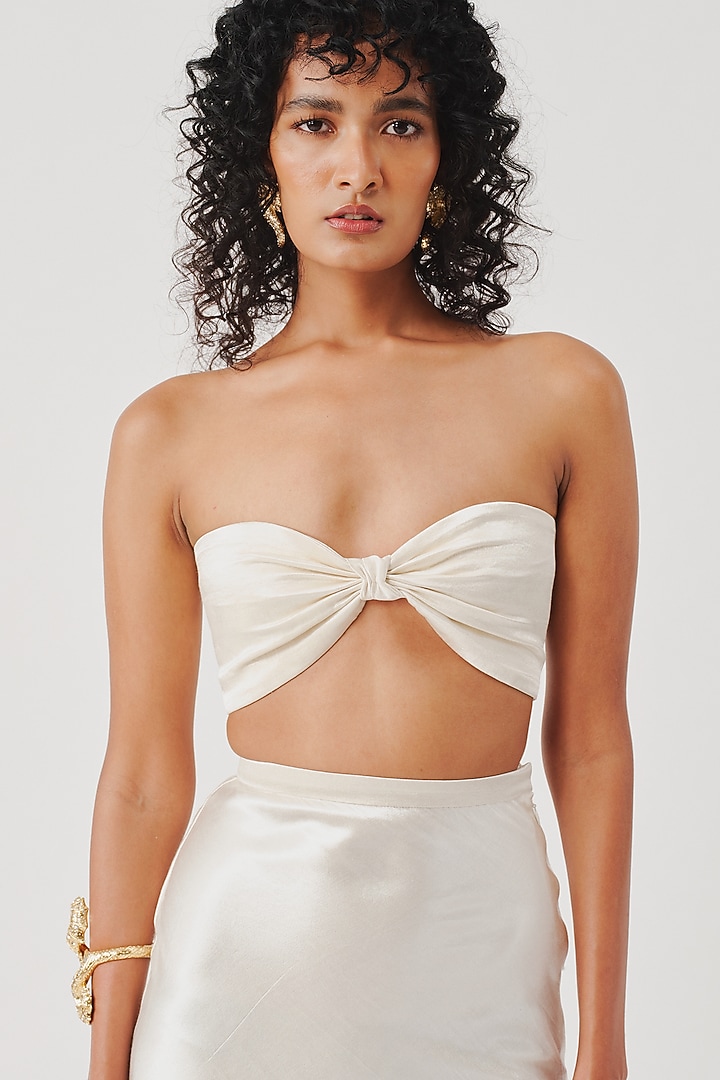 Ivory Vegan Mashru Bandeau Top by Aroka at Pernia's Pop Up Shop