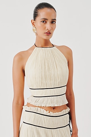 Off-White Muslin Halter Top by Aroka