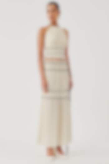 Off-White Soft Muslin Ruched Skirt by Aroka at Pernia's Pop Up Shop