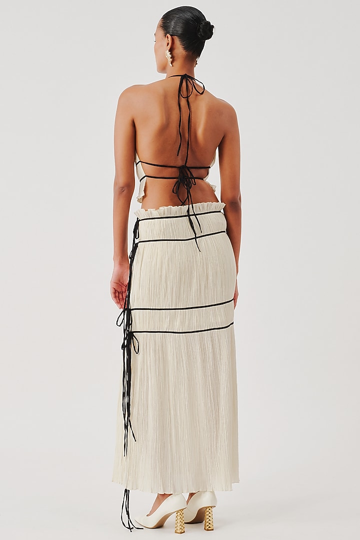 Off-White Soft Muslin Ruched Skirt by Aroka at Pernia's Pop Up Shop