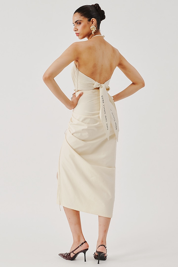 Off-White Pure Handwoven Muslin Halter Top by Aroka at Pernia's Pop Up Shop