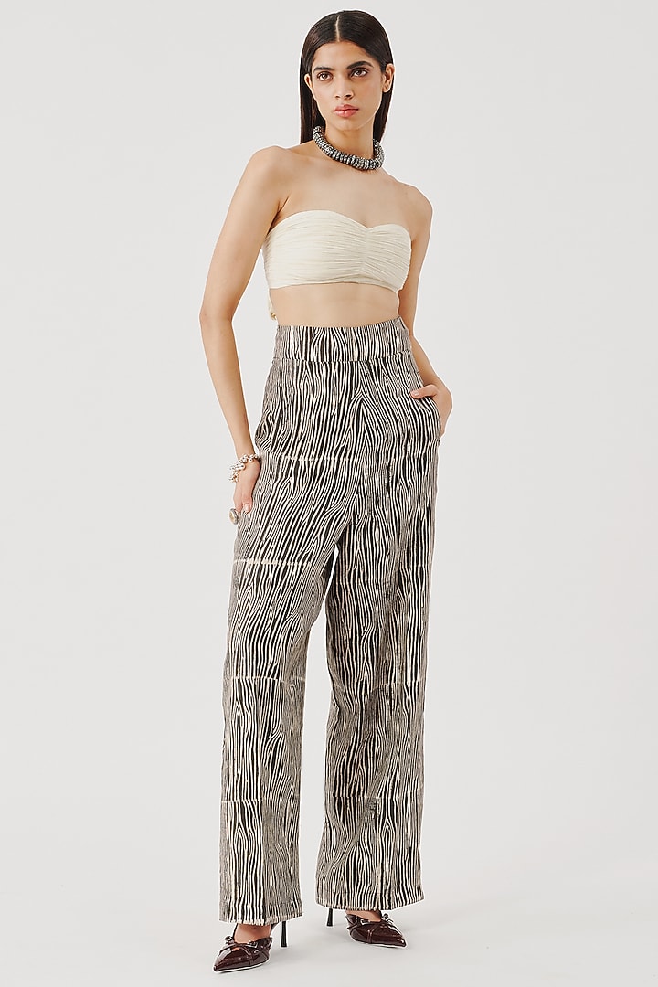 Off-White Muslin Hand-Ruched Bandeau Top by Aroka at Pernia's Pop Up Shop