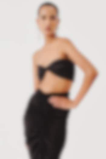 Black Vegan Mashru Bandeau Top by Aroka at Pernia's Pop Up Shop