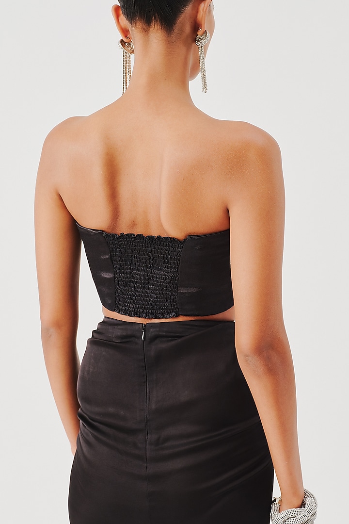 Black Vegan Mashru Bandeau Top by Aroka at Pernia's Pop Up Shop
