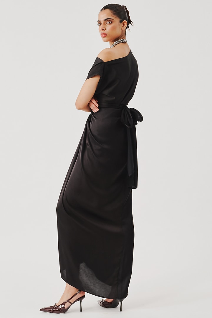 Black Modal Satin Skirt by Aroka at Pernia's Pop Up Shop