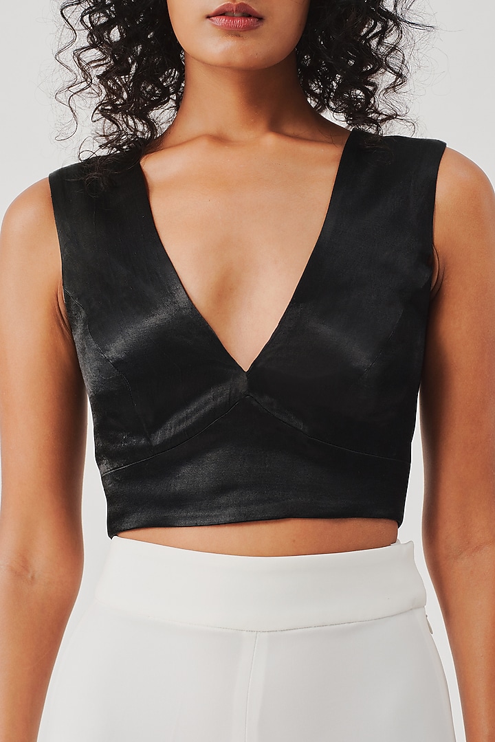 Black Modal Satin Blouse by Aroka at Pernia's Pop Up Shop
