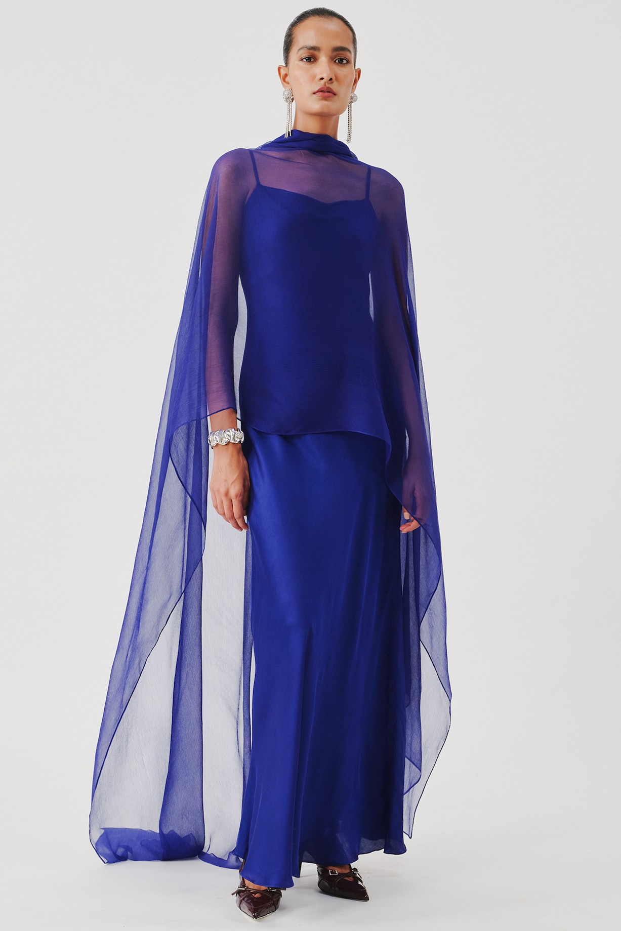 princess polly baby blue dress ASOS DESIGN slinky maxi dress with scarf detail in pale blue main image 0