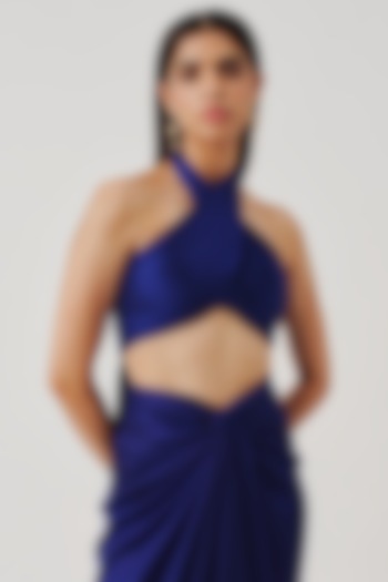 Royal Blue Modal Satin Halter Top by Aroka at Pernia's Pop Up Shop