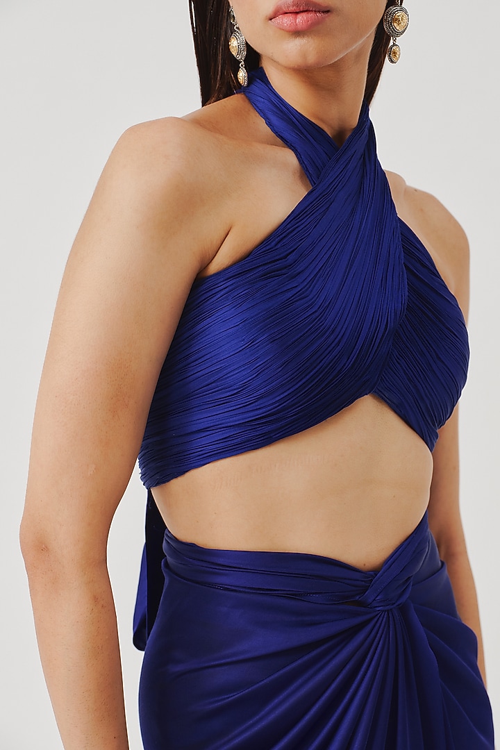 Royal Blue Modal Satin Halter Top by Aroka at Pernia's Pop Up Shop