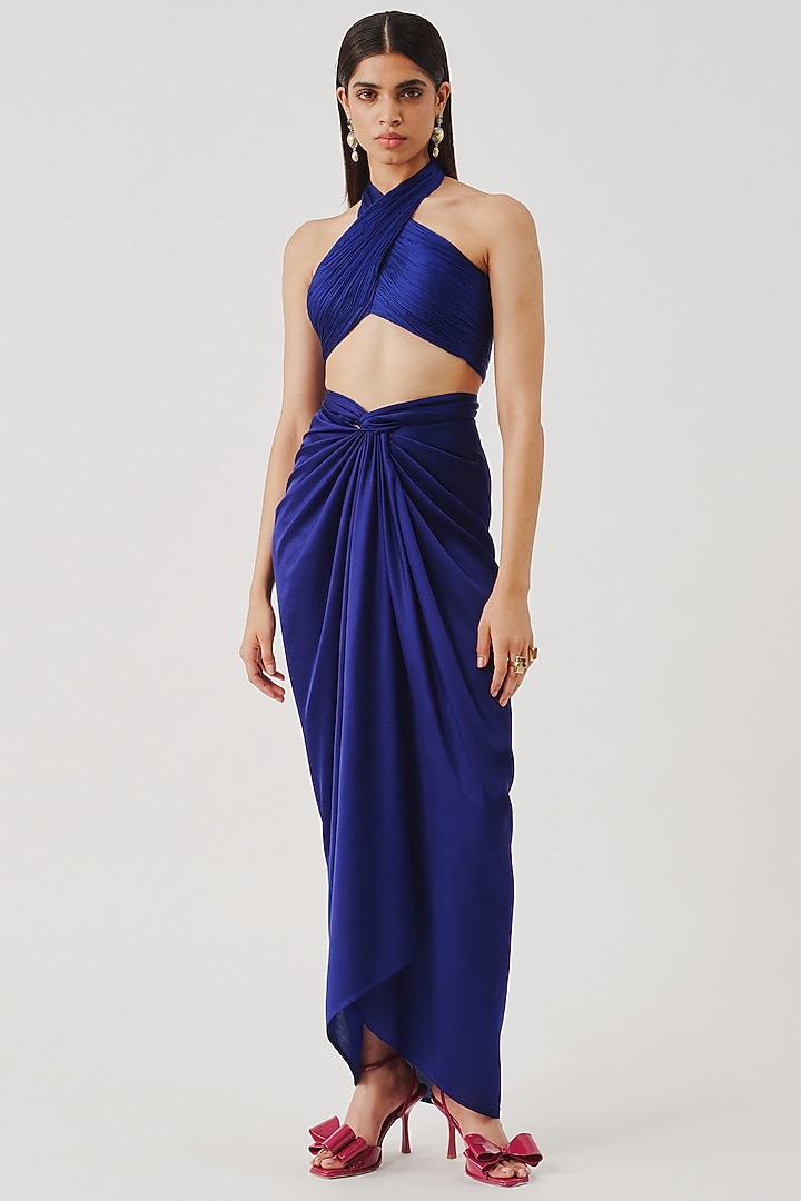 Royal Blue Modal Satin Halter Top by Aroka at Pernia's Pop Up Shop
