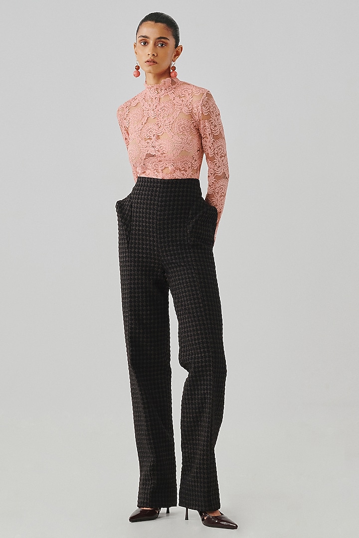 Blush Pink Lace Cutwork Bodysuit by Aroka at Pernia's Pop Up Shop