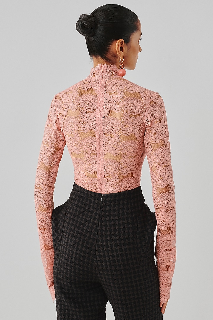 Blush Pink Lace Cutwork Bodysuit by Aroka at Pernia's Pop Up Shop