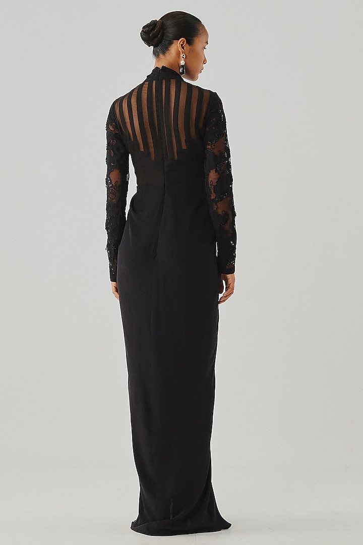 Black Chiffon & Silk Crepe Wedding Gown by Aroka at Pernia's Pop Up Shop