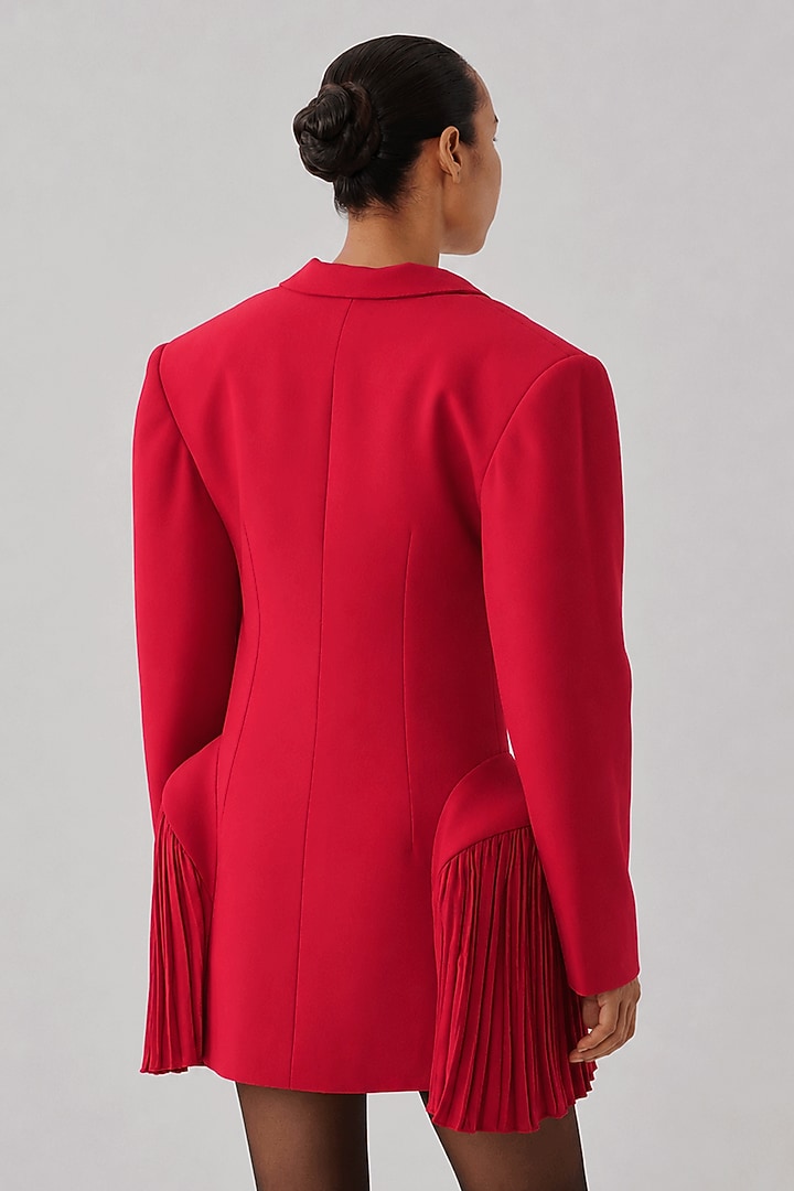 Carmine Red Crepe Mini Blazer Cocktail Dress by Aroka at Pernia's Pop Up Shop