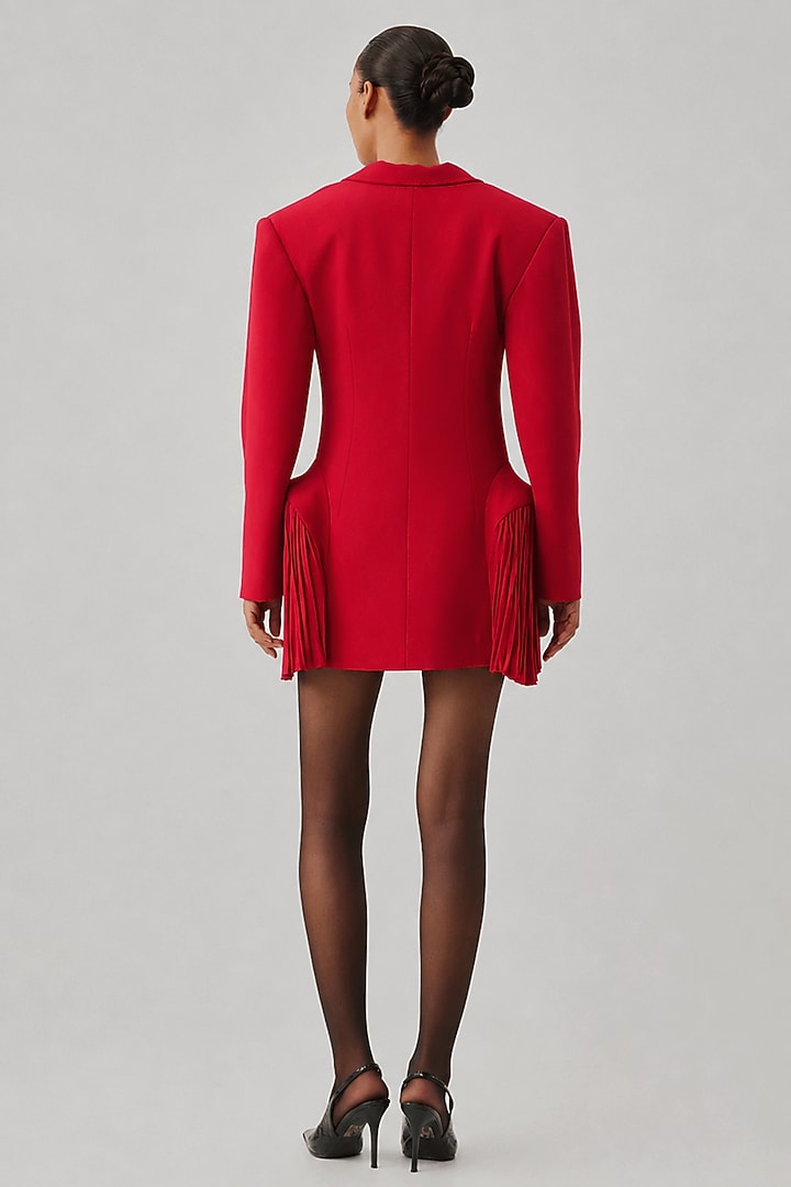 Carmine Red Crepe Mini Blazer Cocktail Dress by Aroka at Pernia's Pop Up Shop