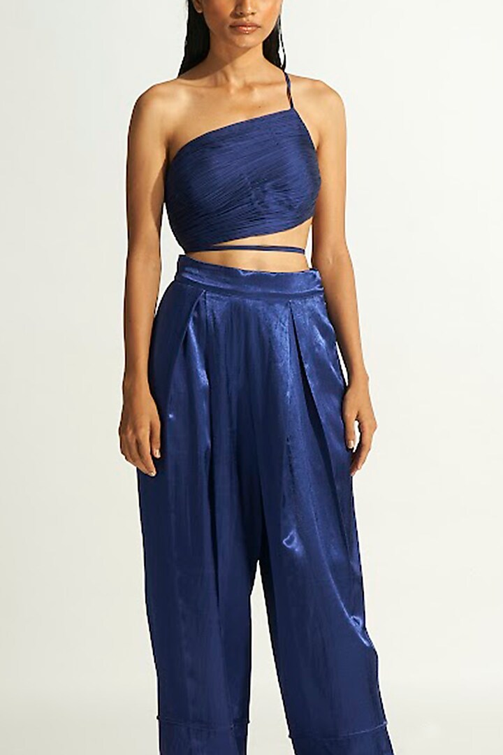 Blue Vegan Mashru Pants by Aroka at Pernia's Pop Up Shop
