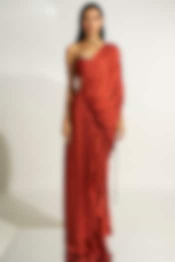 Red Modal Satin Gown by Aroka