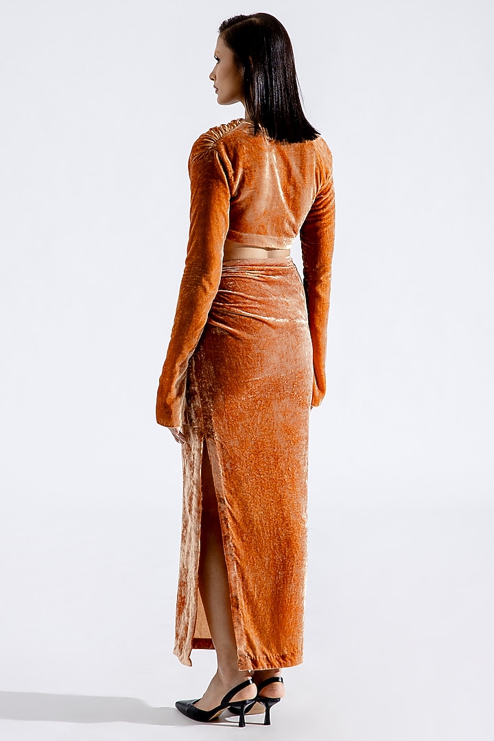 Caramel Silk Velvet Crop Top by Aroka at Pernia's Pop Up Shop