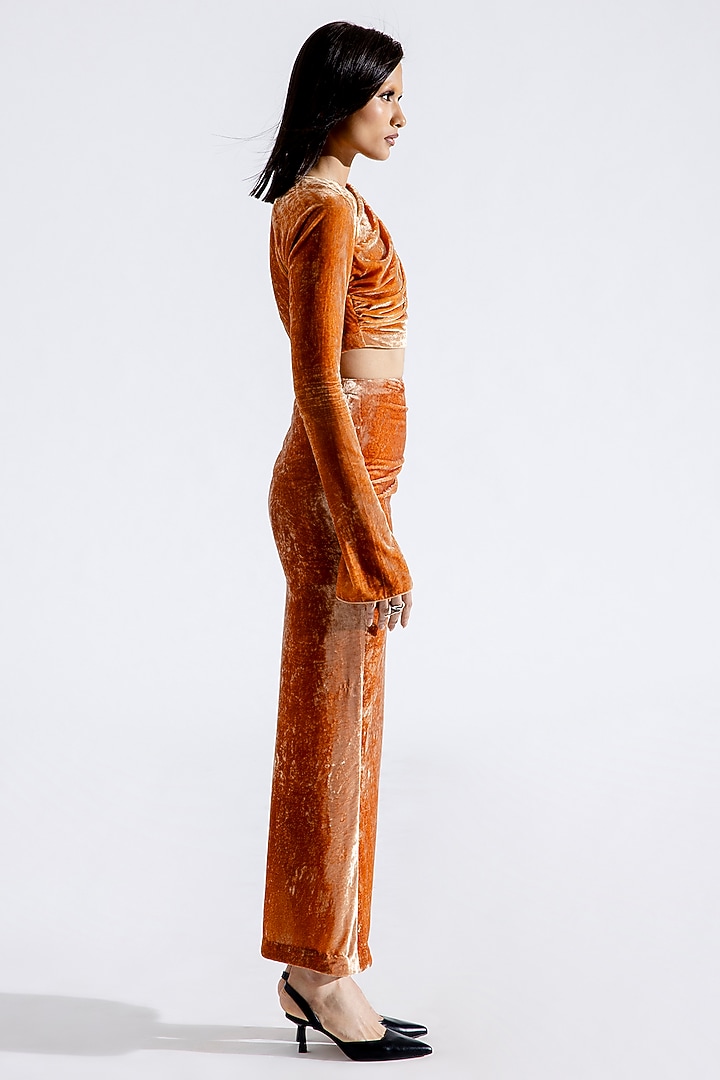 Caramel Silk Velvet Crop Top by Aroka at Pernia's Pop Up Shop