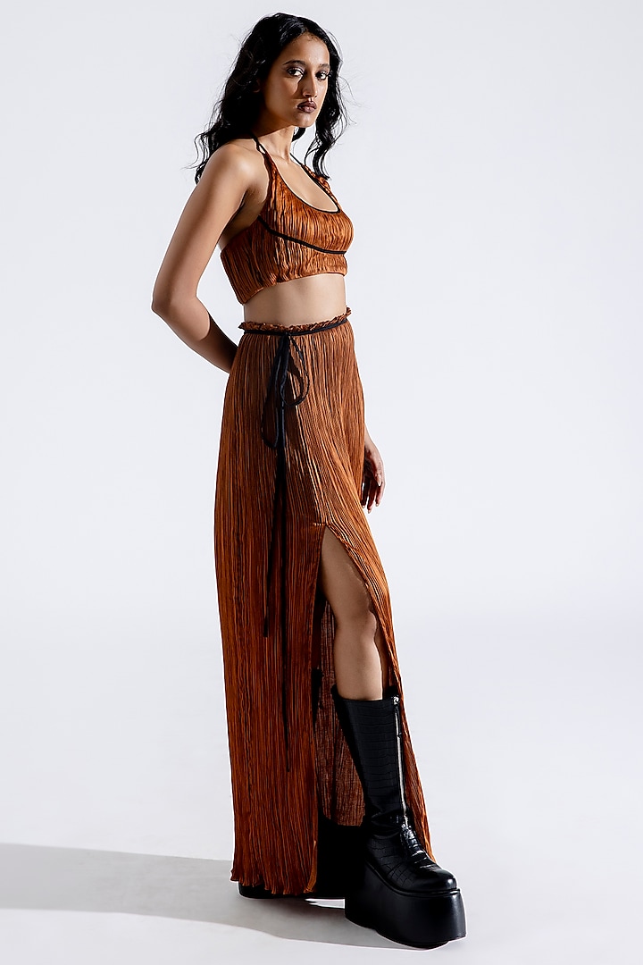 Bronze Modal Satin Crop Top Design by Aroka at Pernia's Pop Up