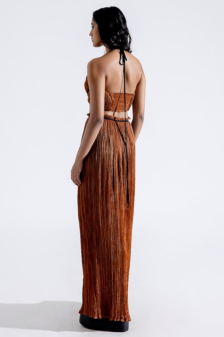 Bronze Modal Satin Maxi Skirt by Aroka at Pernia's Pop Up Shop