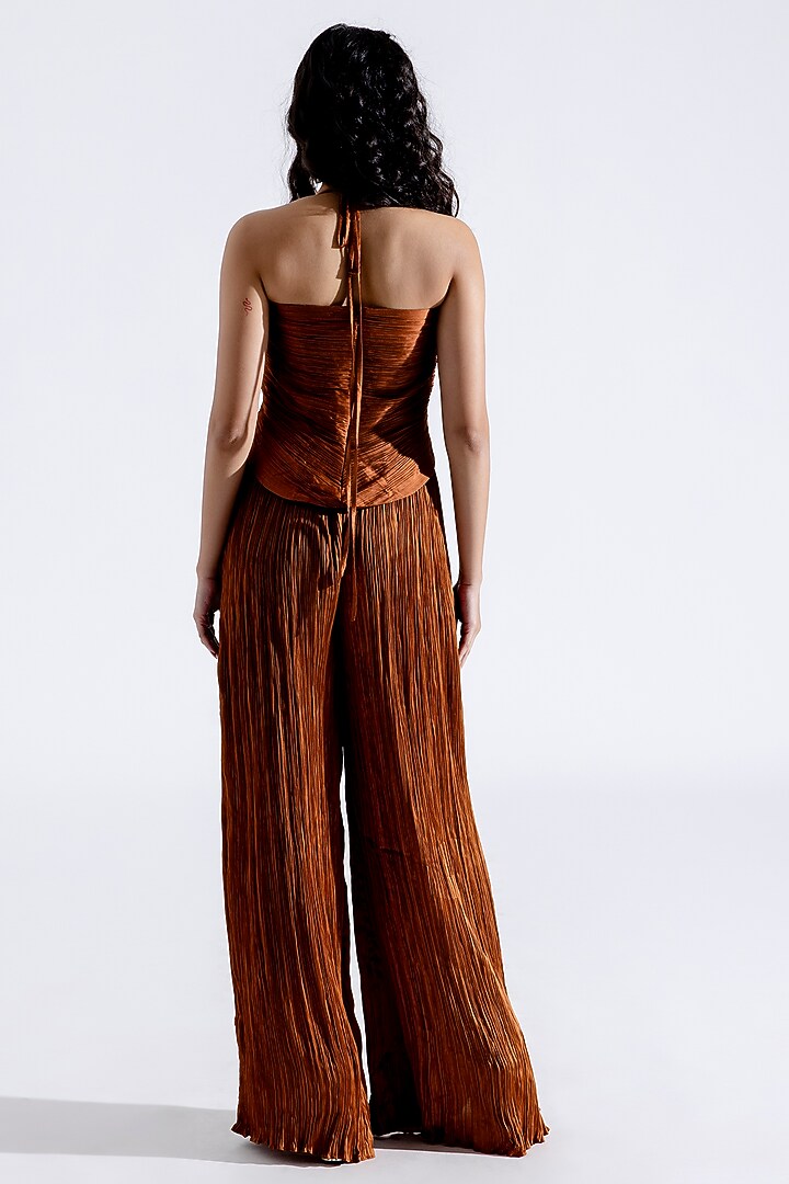Brown Modal Satin Twisted Crop Top by Aroka at Pernia's Pop Up Shop