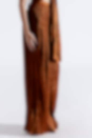 Brown Modal Satin Wide-Leg Pants by Aroka