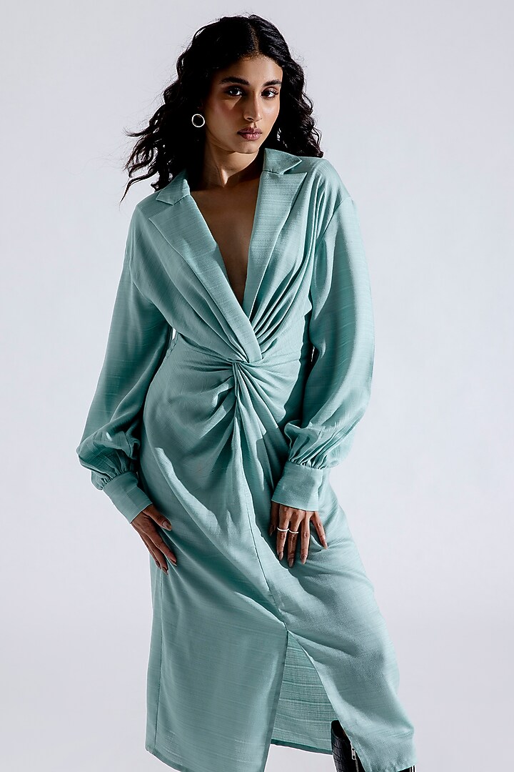 Luca Light Blue Tencel Tier Dress