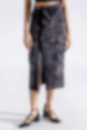 Steel Grey Denim Midi Skirt by Aroka