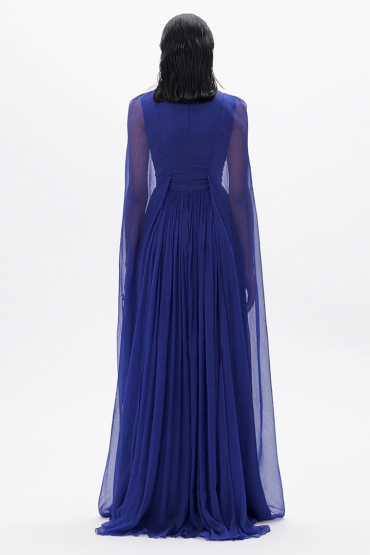 Blue Vegan Chiffon & Modal Satin Cocktail Dress by Aroka at Pernia's Pop Up Shop