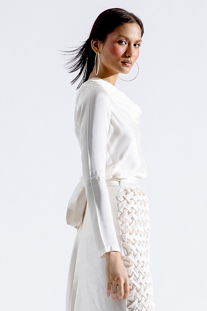 Cream Modal Satin Cowl Top by Aroka at Pernia's Pop Up Shop