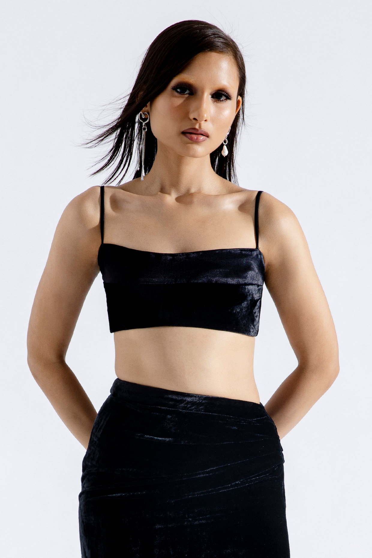 Satin backless store strappy crop top