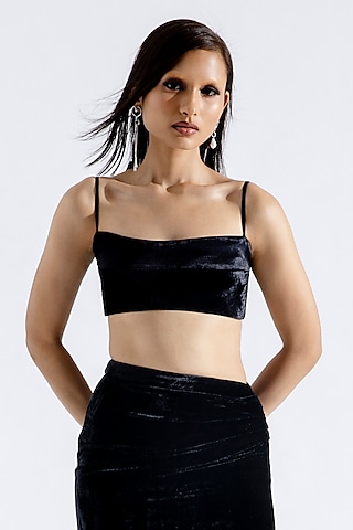 Buy Black Glitter Crop Top for Women Online from India's Luxury