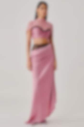 Dusty Rose Pink Modal Satin & Lace Top by Aroka at Pernia's Pop Up Shop