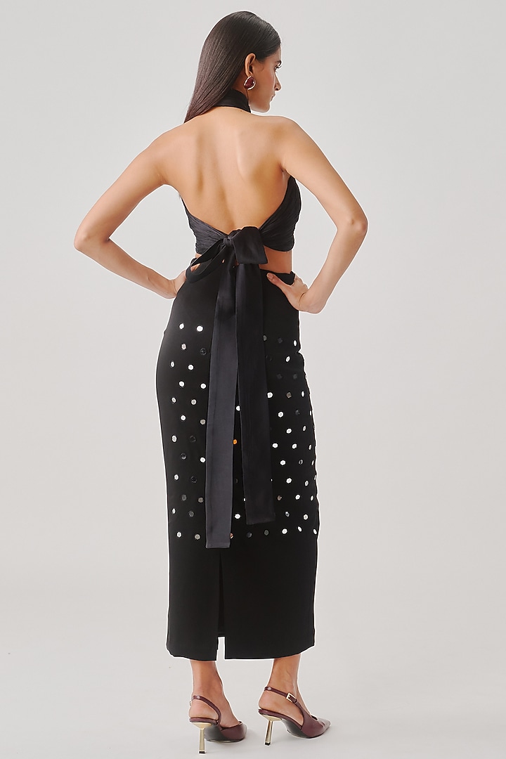 Black Modal Satin Draped Top by Aroka at Pernia's Pop Up Shop