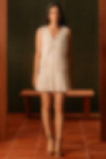 Ivory Poplin A-Line Mini Cocktail Dress by Aroka at Pernia's Pop Up Shop