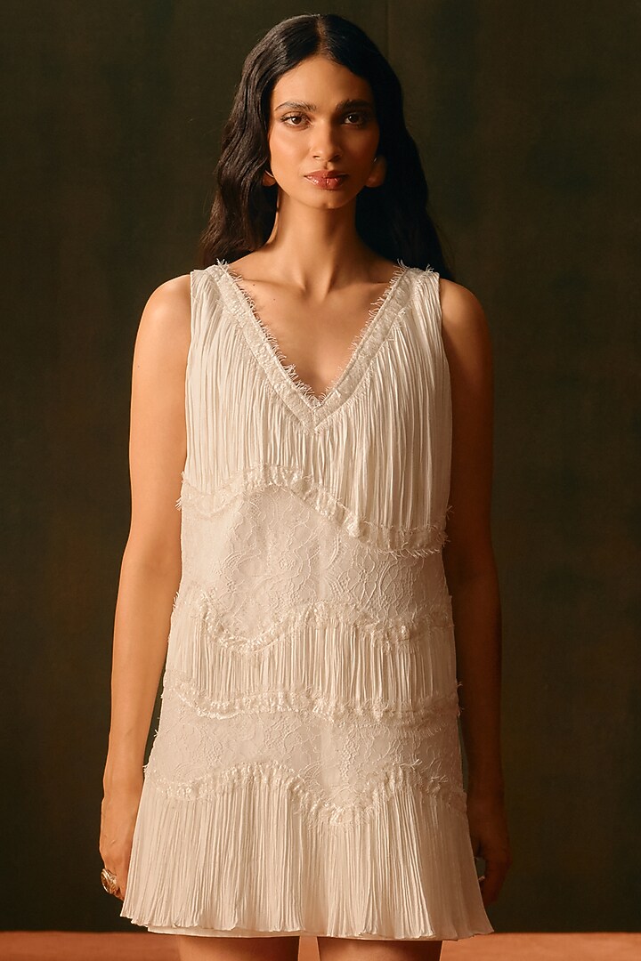 Ivory Poplin A-Line Mini Cocktail Dress by Aroka at Pernia's Pop Up Shop