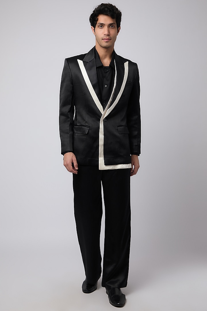 Black Vegan Mashru Tuxedo by Aroka men at Pernia's Pop Up Shop