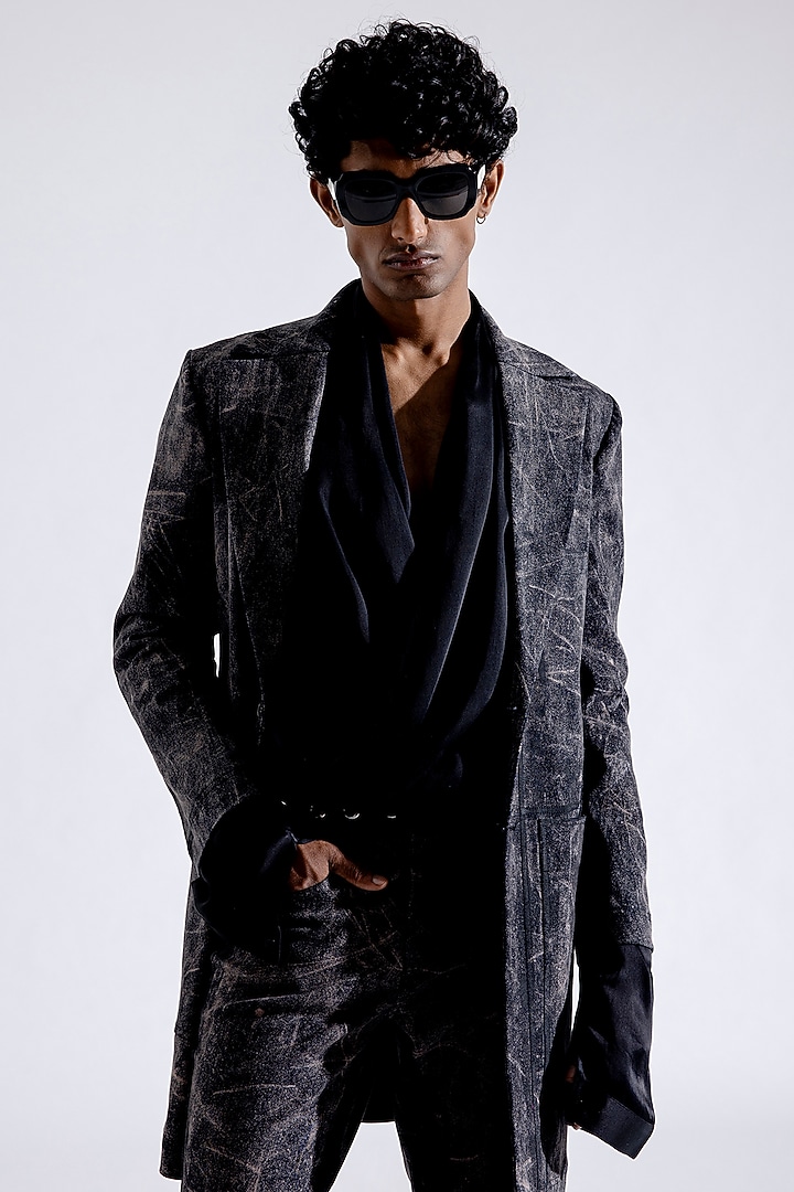 Slate Denim Printed Jacket by Aroka men at Pernia's Pop Up Shop
