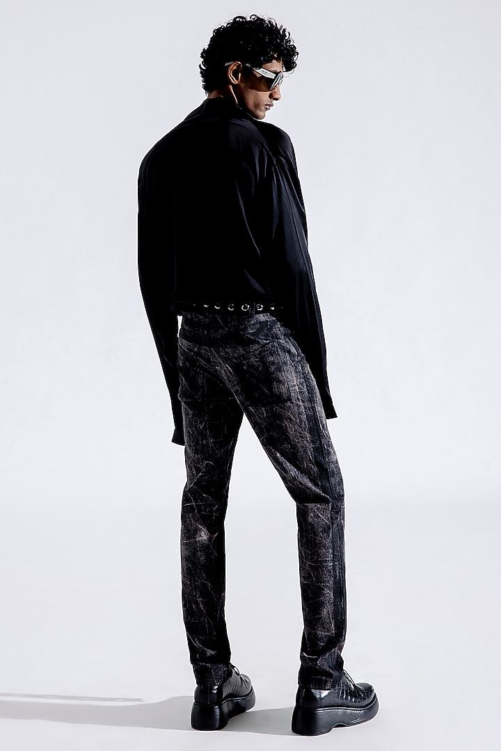 Black Modal Satin Wrap Party Wear Shirt by Aroka men at Pernia's Pop Up Shop