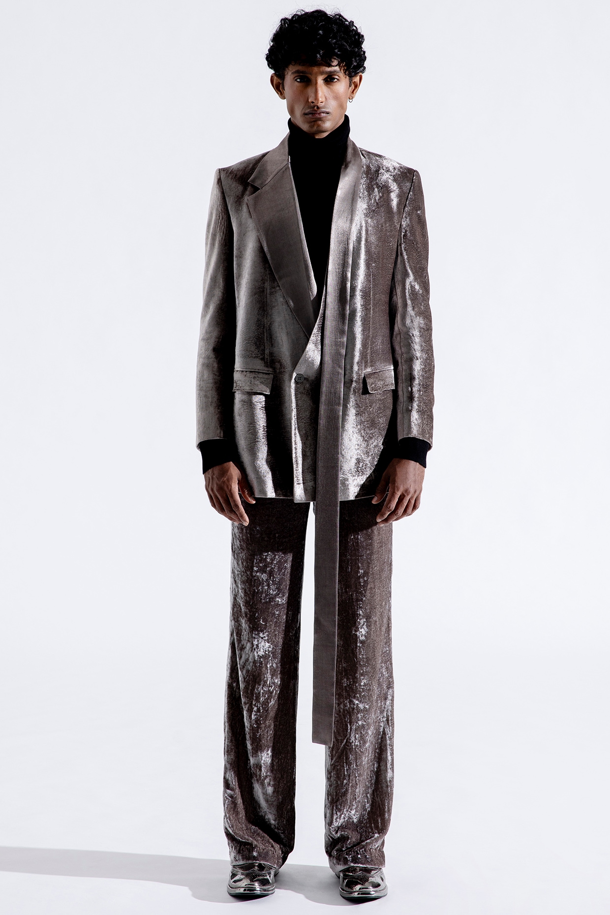 Galena' velvet trousers Woman, Grey | TWINSET Milano