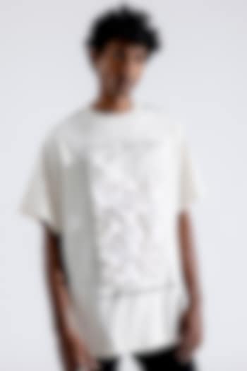 White Organic Cotton Printed T-Shirt by Aroka men