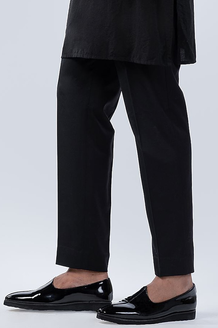 Black Silk Motif Bundi Jacket Set by Arjuun Kilachand at Pernia's Pop Up Shop