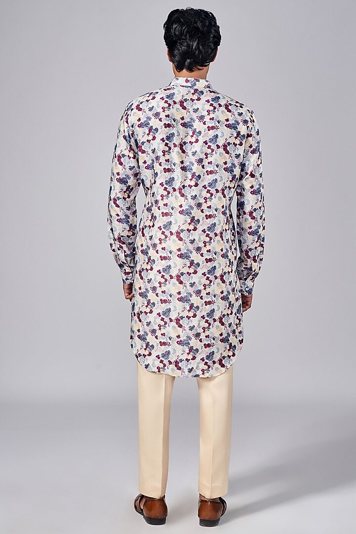 Beige Silk Printed Kurta Set by Arjuun Kilachand at Pernia's Pop Up Shop