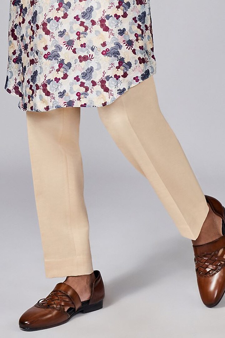Beige Silk Printed Kurta Set by Arjuun Kilachand at Pernia's Pop Up Shop