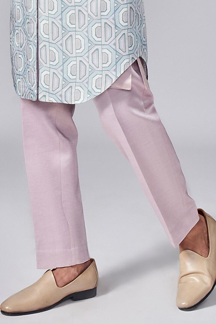 Rose Grey Silk Printed Wedding Indowestern Jacket Set by Arjuun Kilachand at Pernia's Pop Up Shop