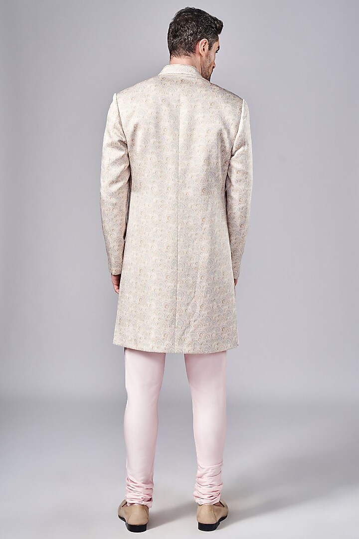 Light Pink Silk Printed Wedding Indowestern Jacket Set by Arjuun Kilachand at Pernia's Pop Up Shop